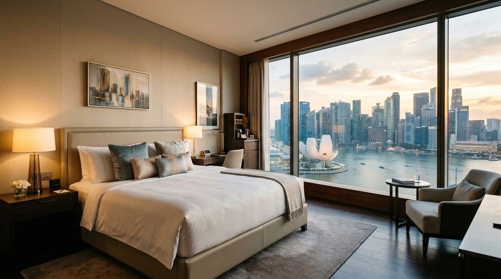 Five-star Singapore hotel room with Marina Bay view for conference delegates